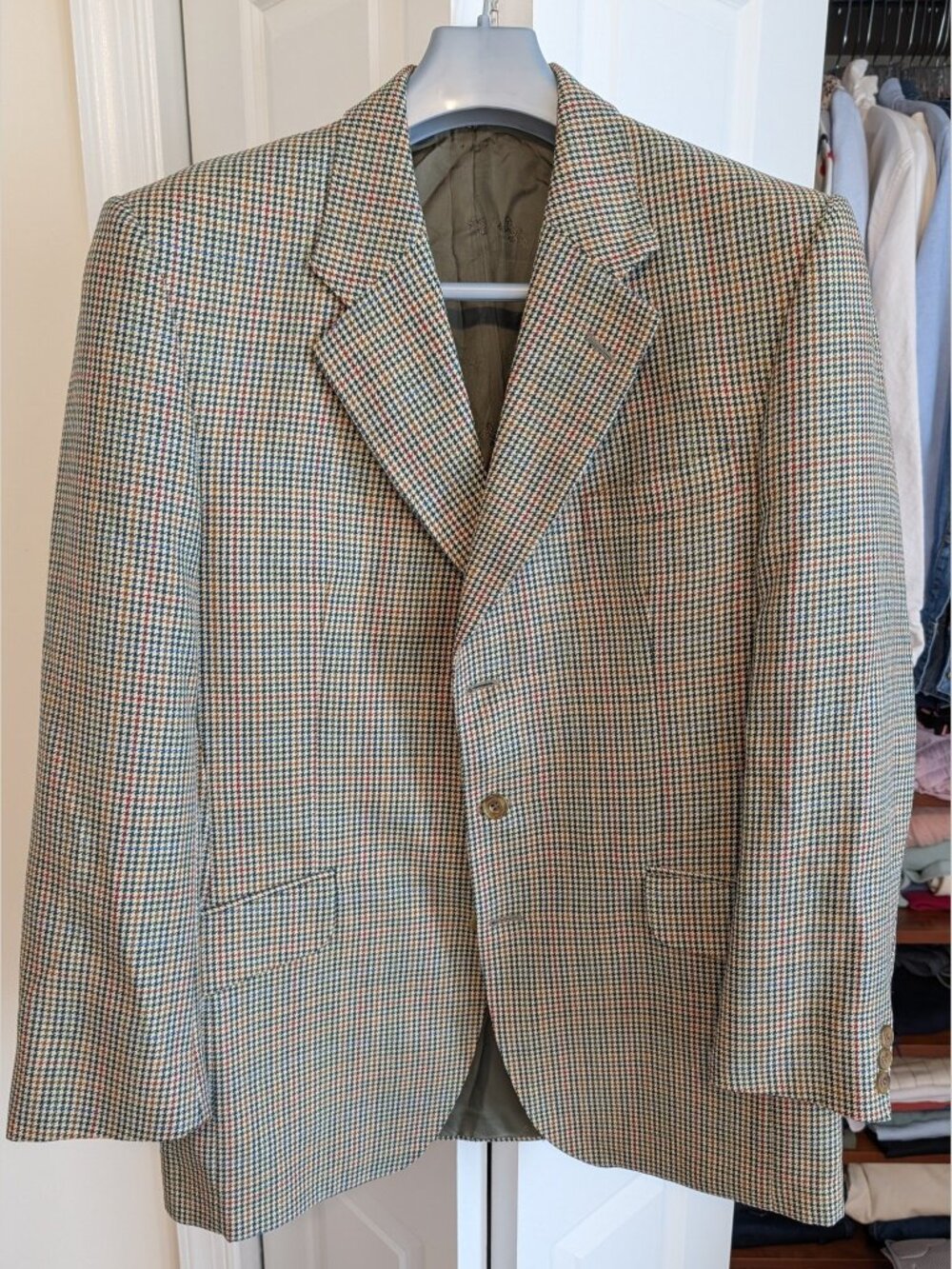 Chester Barrie for Austin Reed Wool/Silk Houndstooth Tweed Sport Coat US40R
